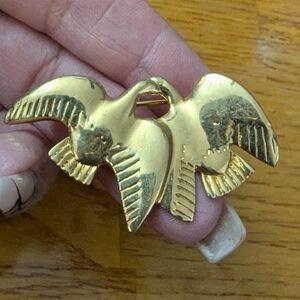 Nina Ricci Gold Tone Doves Brooch Pin, Signed